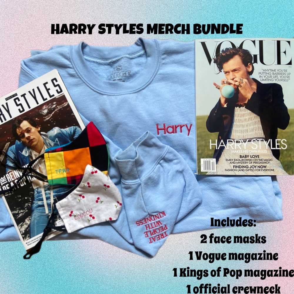 HARRY STYLES MERCH BUNDLE BLUE CREWNECK